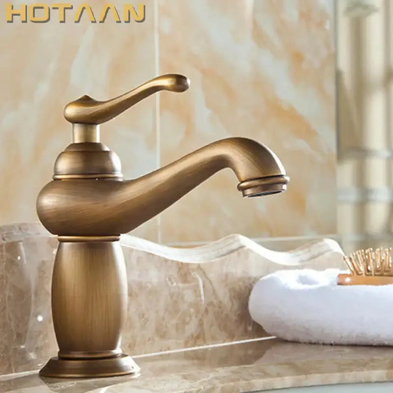 Antique europe style brass basin faucet bathroom single handle tap