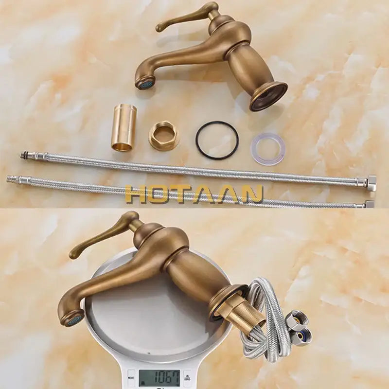 Antique europe style brass basin faucet bathroom single handle tap