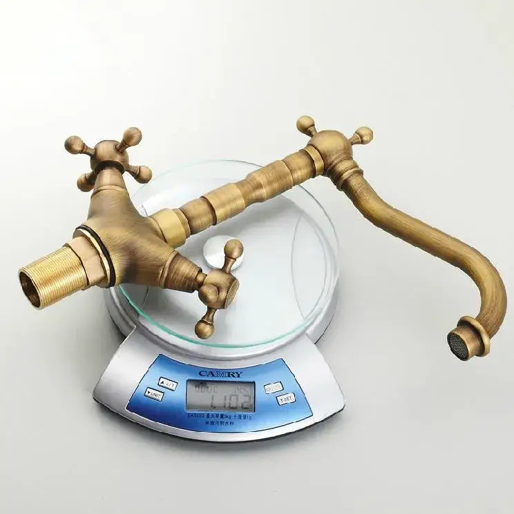 Antique bronze brass swivel basin faucet kitchen curved spout