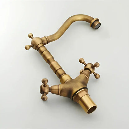 Antique bronze brass swivel basin faucet kitchen curved spout