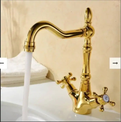 Antique bronze brass swivel basin faucet kitchen curved spout