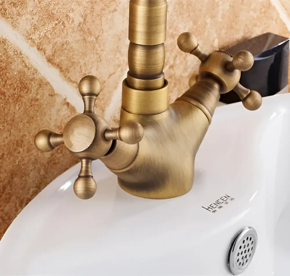 Antique bronze brass swivel basin faucet kitchen curved spout