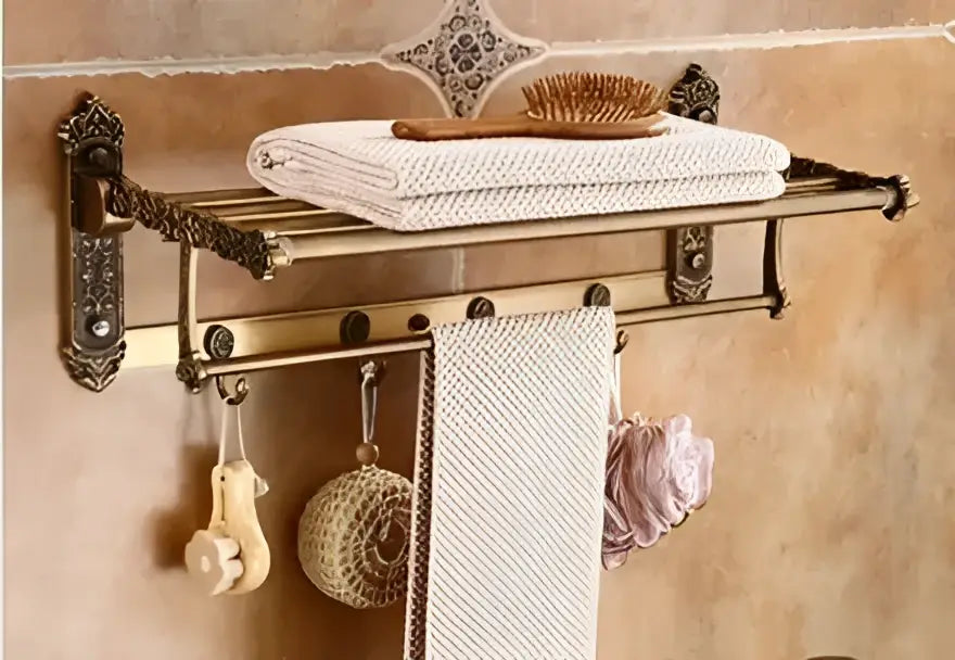 Antique bronze carved aluminum bathroom accessories set
