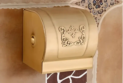 Antique bronze carved aluminum bathroom accessories set