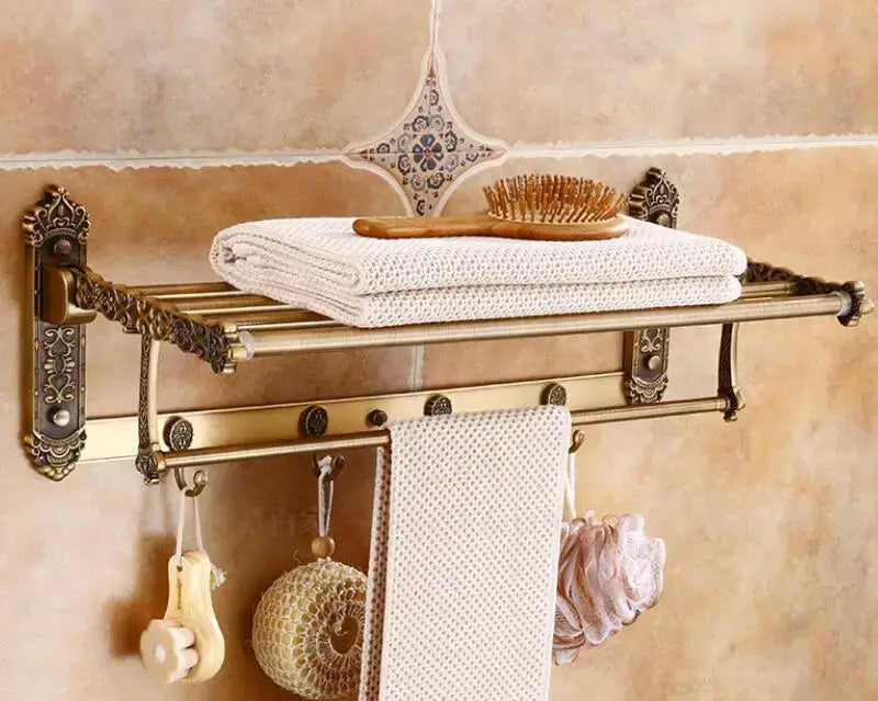 Antique bronze carved aluminum bathroom accessories set