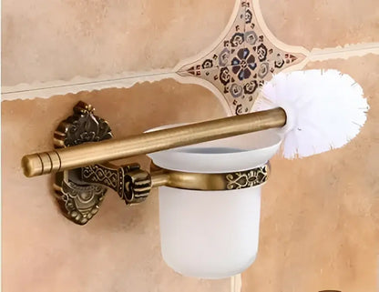 Antique bronze carved aluminum bathroom accessories set