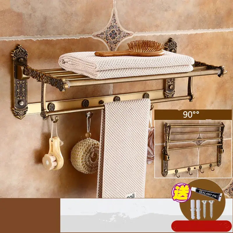Antique bronze carved aluminum bathroom accessories set