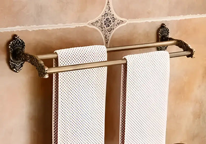 Antique bronze carved aluminum bathroom accessories set