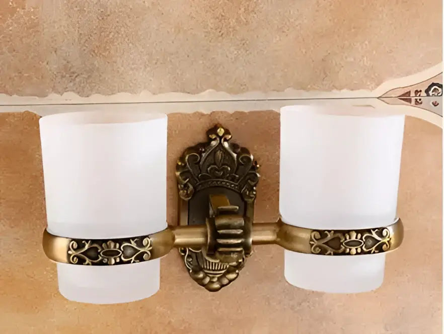 Antique bronze carved aluminum bathroom accessories set