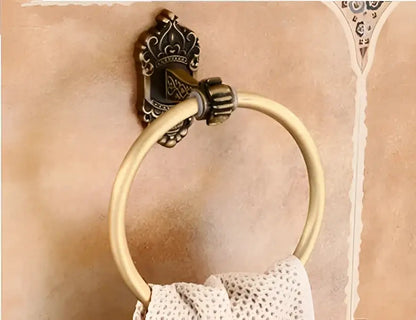 Antique bronze carved aluminum bathroom accessories set