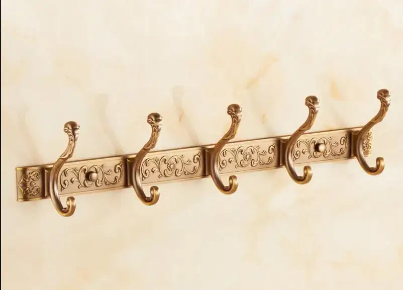 Antique bronze carved robe hook rack for bathroom and kitchen