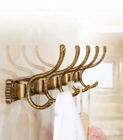 Antique bronze carved robe hook rack for bathroom and kitchen