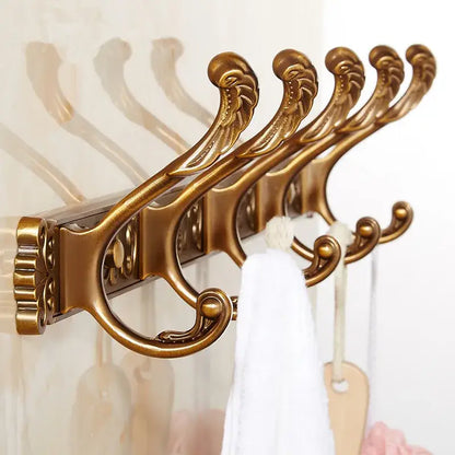 Antique bronze carved robe hook rack for bathroom and kitchen