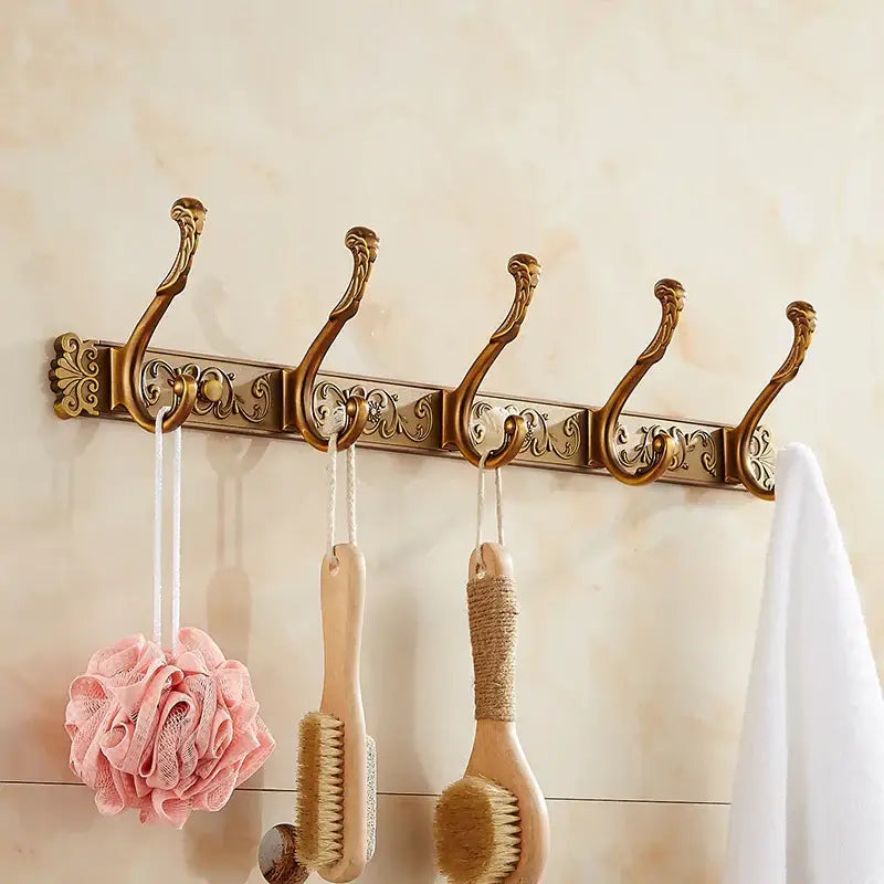 Antique bronze carved robe hook rack for bathroom and kitchen