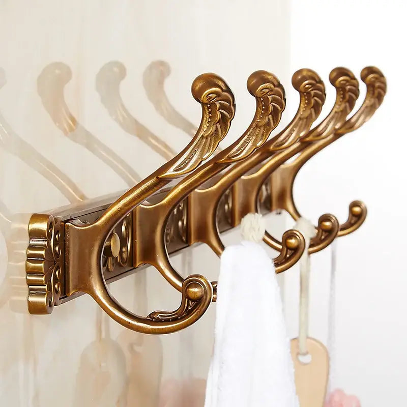 Antique bronze carved robe hook rack for bathroom and kitchen