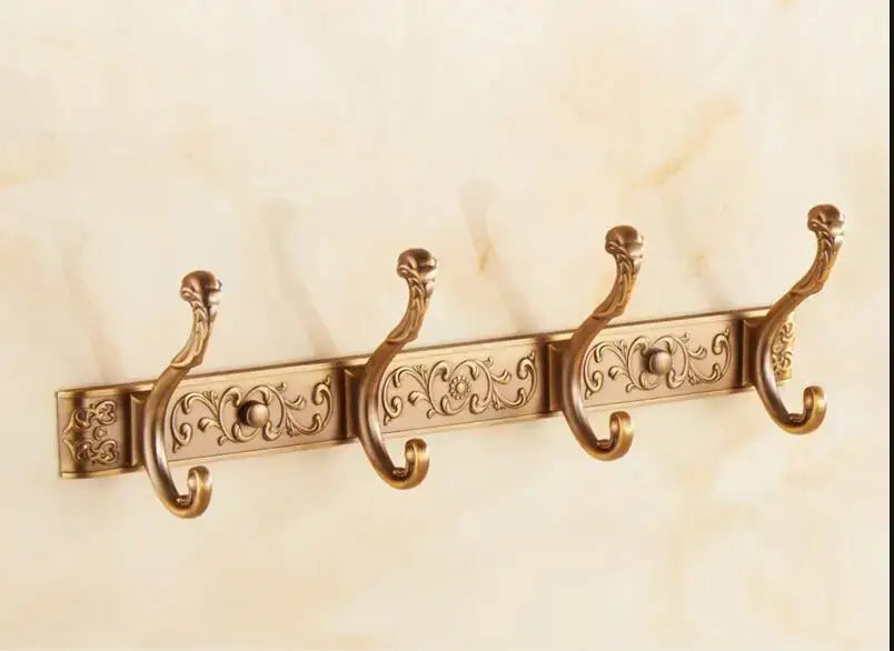 Antique bronze carved robe hook rack for bathroom and kitchen