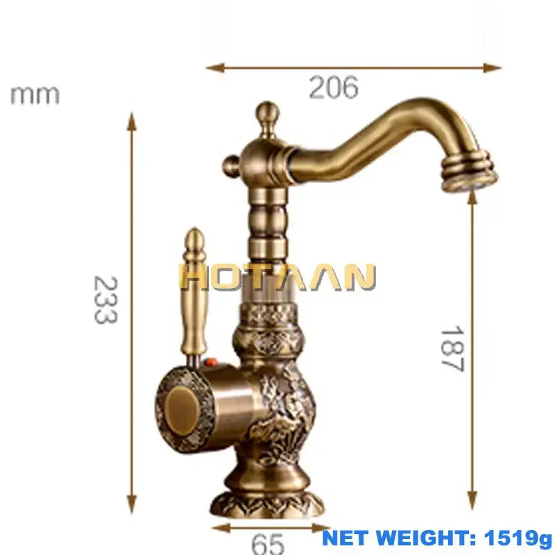 Antique floral bronze kitchen basin faucet mixer tap