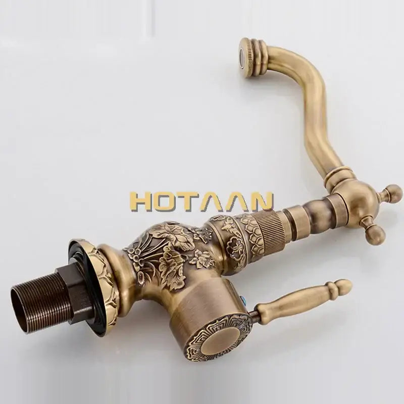 Antique floral bronze kitchen basin faucet mixer tap
