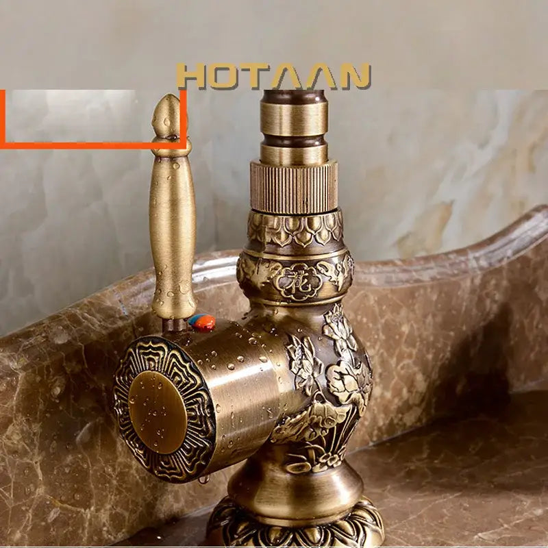 Antique floral bronze kitchen basin faucet mixer tap