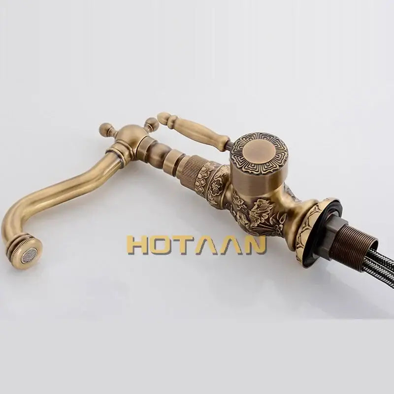 Antique floral bronze kitchen basin faucet mixer tap