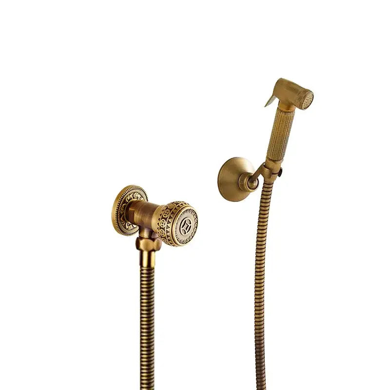 Antique bronze bidet sprayer set with ornate detail bathroom shower