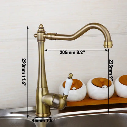 Antique bronze kitchen faucet with ceramic handle swivel basin tap