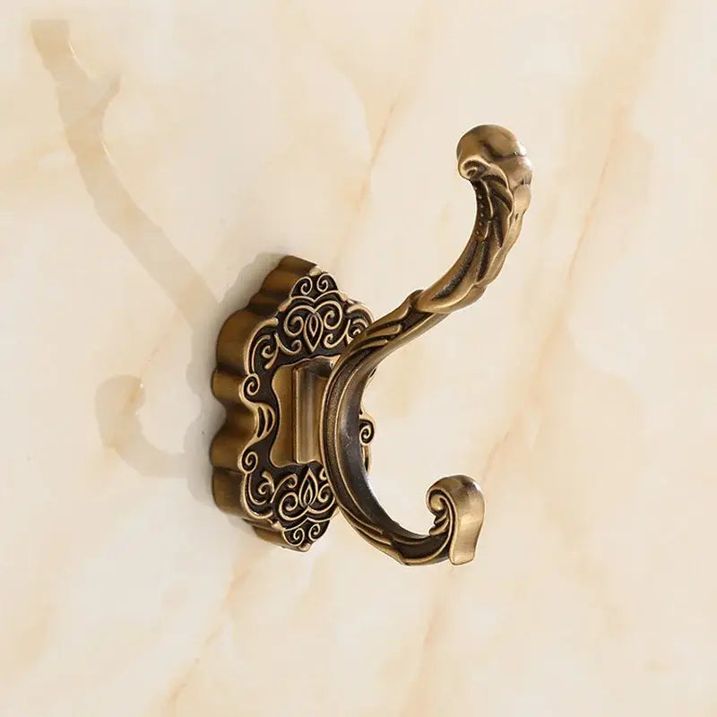 Antique bronze ornate wall hooks for bedroom metal scrollwork rack