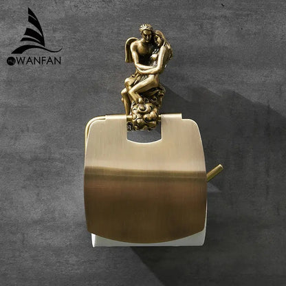 Ornate silver angel wall mounted toilet paper holder bathroom decor