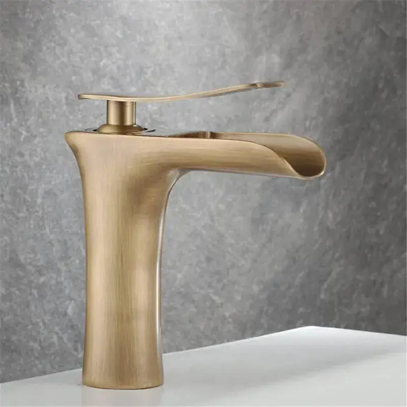 Modern antique bronze waterfall bathroom faucet with hot & cold mixer tap