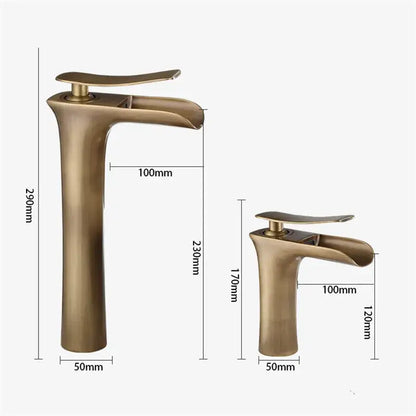 Modern antique bronze waterfall bathroom faucet with hot & cold mixer tap