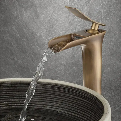 Modern antique bronze waterfall bathroom faucet with hot & cold mixer tap