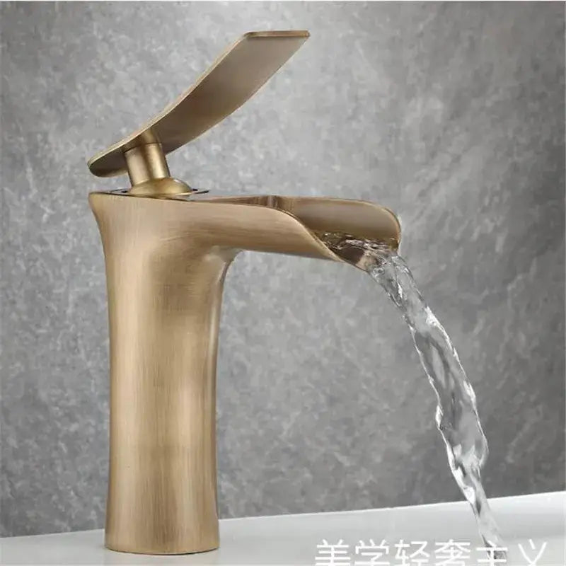 Modern antique bronze waterfall bathroom faucet with hot & cold mixer tap