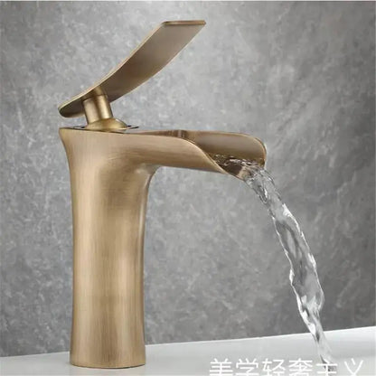 Modern antique bronze waterfall bathroom faucet with hot & cold mixer tap
