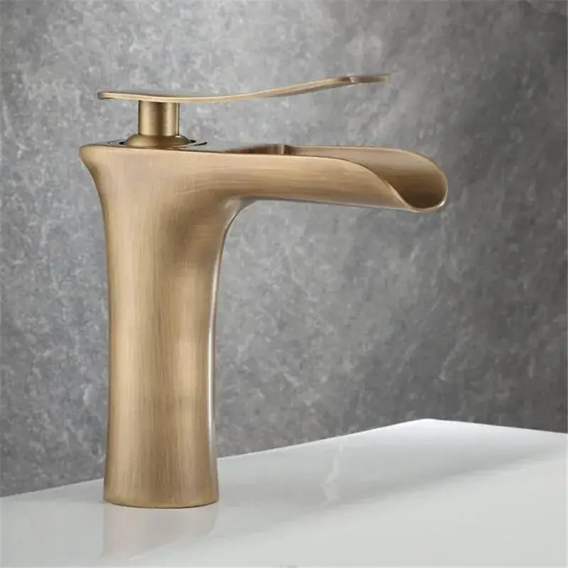 Modern antique bronze waterfall bathroom faucet with hot & cold mixer tap