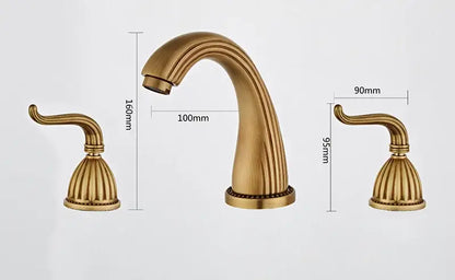 Antique bronze ornate widespread basin faucet for bathroom