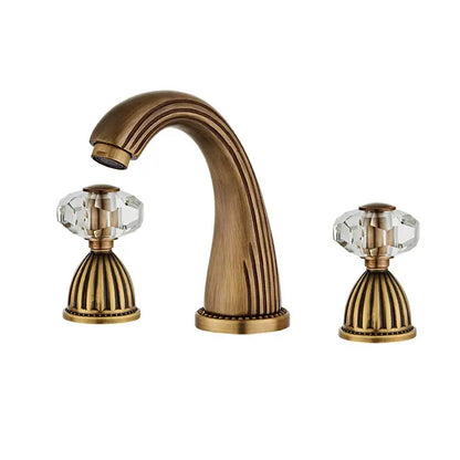 Antique bronze ornate widespread basin faucet for bathroom