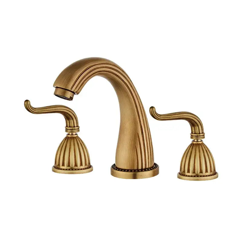 Antique bronze ornate widespread basin faucet for bathroom
