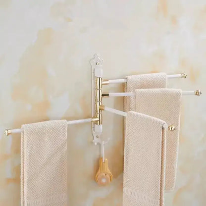 Antique carved swivel towel hanger bathroom brass folding rack