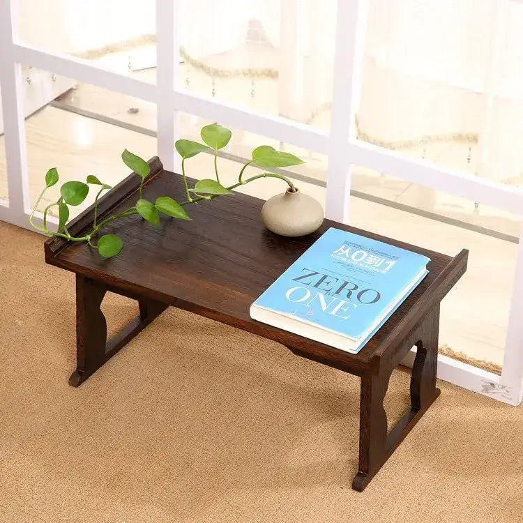 Antique chinese dark solid wood foldable table for tea room