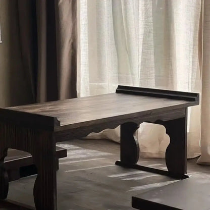 Antique chinese dark solid wood foldable table for tea room