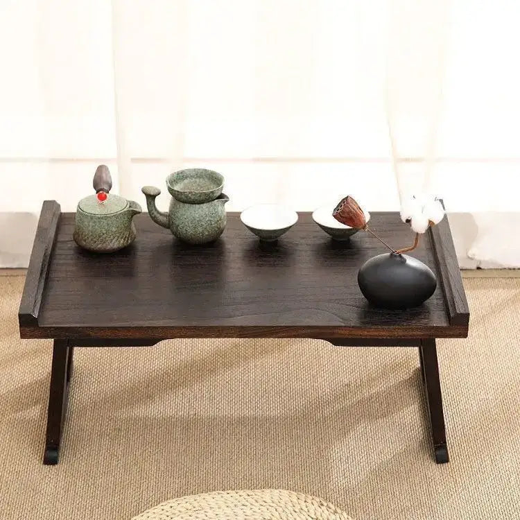 Antique chinese dark solid wood foldable table for tea room