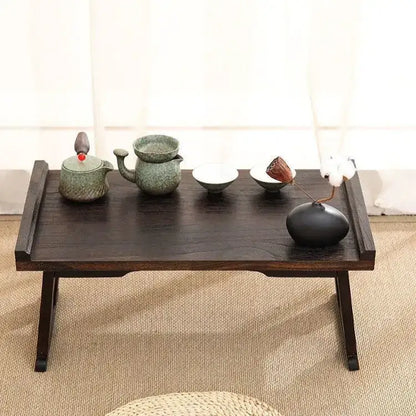 Antique chinese dark solid wood foldable table for tea room