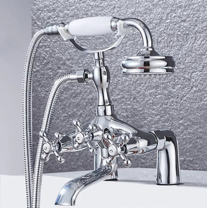Vintage antique chrome bathtub shower mixer faucet – bathroom set