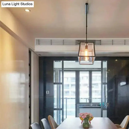 Antique black metal and clear glass pendant light dining room 4 head