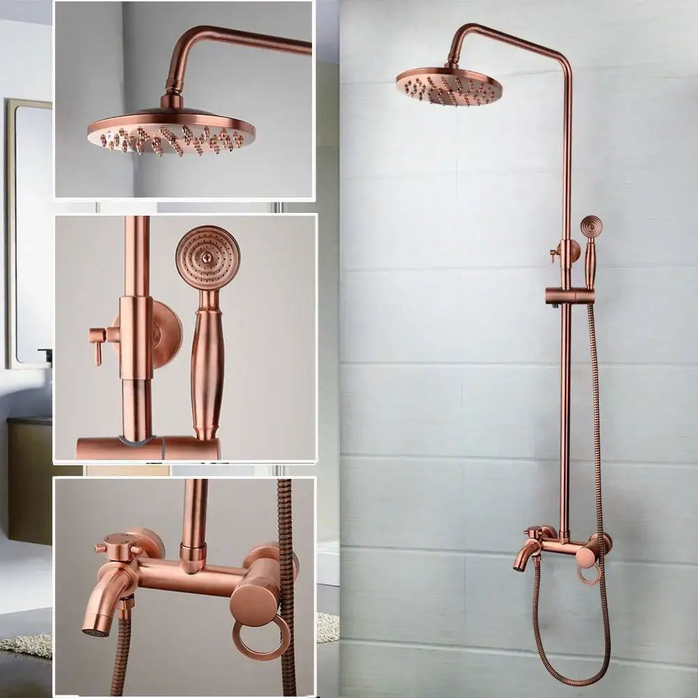 Modern rose gold antique copper shower set with hand shower bathroom