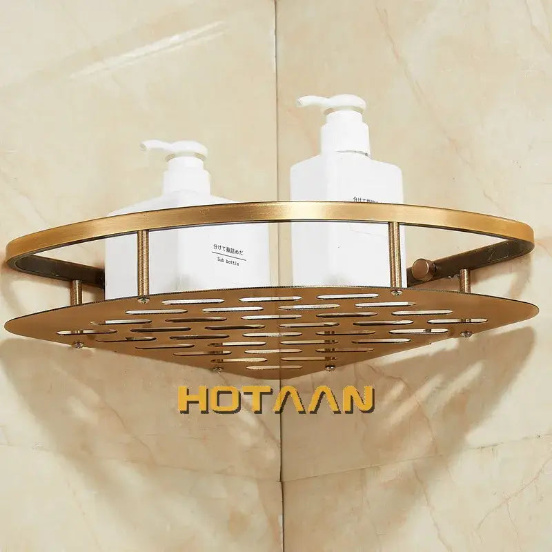Antique finish aluminum shower basket bathroom corner caddy