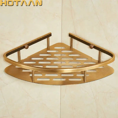 Antique finish aluminum shower basket bathroom corner caddy