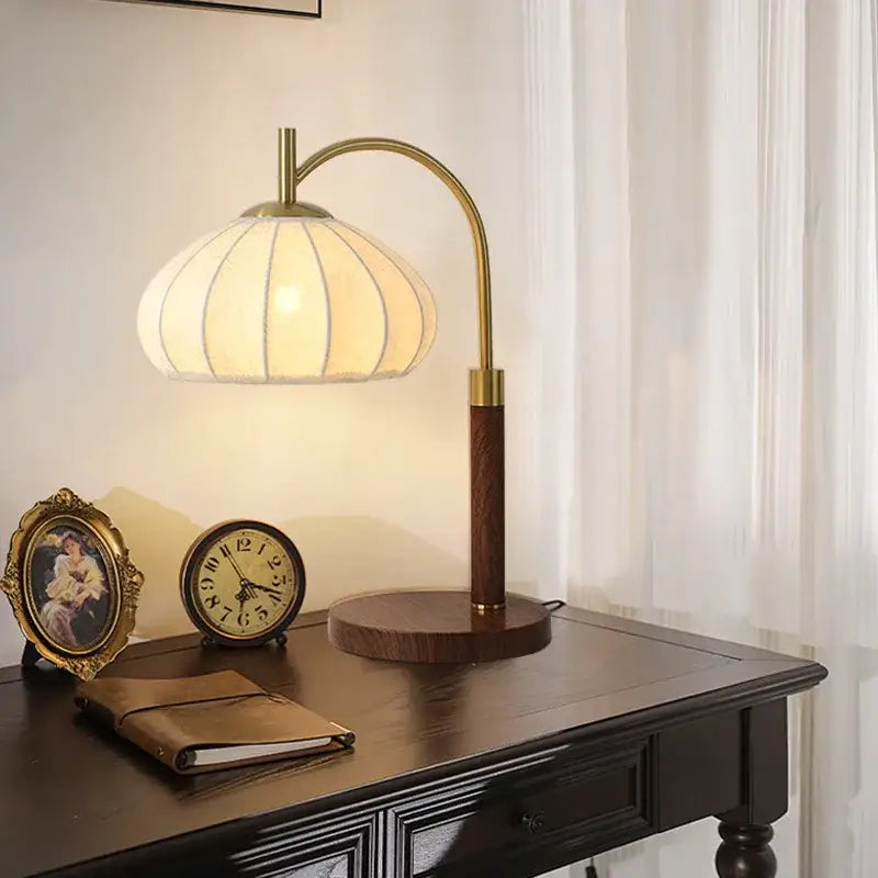 Antique brass and wood fishing floor lamp for living room