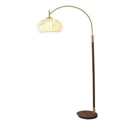 Antique brass and wood fishing floor lamp for living room