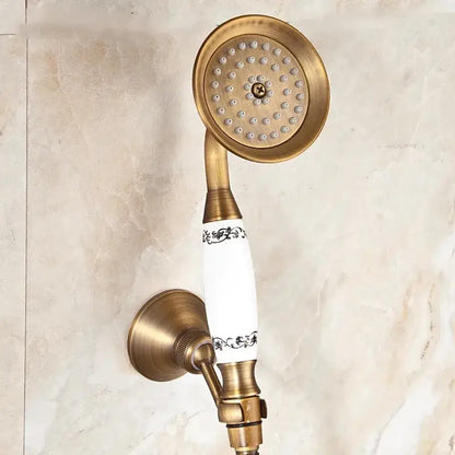 Antique brass & black handheld shower head bathroom set